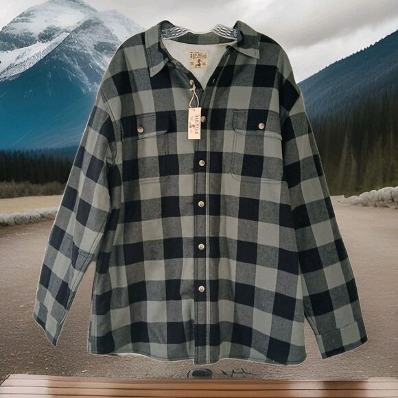 RedHead Other - RedHead Flannel Jacket Mens XL Plaid Sherpa Button Down Shacket Black/Green NWTs